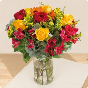 Bouquet flamboyant rouge et jaune 123fleurs bloomyrama