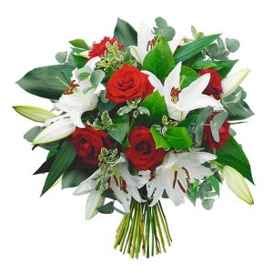 Livraison bouquet de lys blancs et roses rouges comparateur bloomyrama