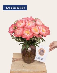 pack anniversaire bouquet de pivoines roses livraison Monsieur Marguerite comparateur bloomyrama
